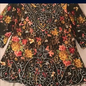 Black Floral Sequin Blouse